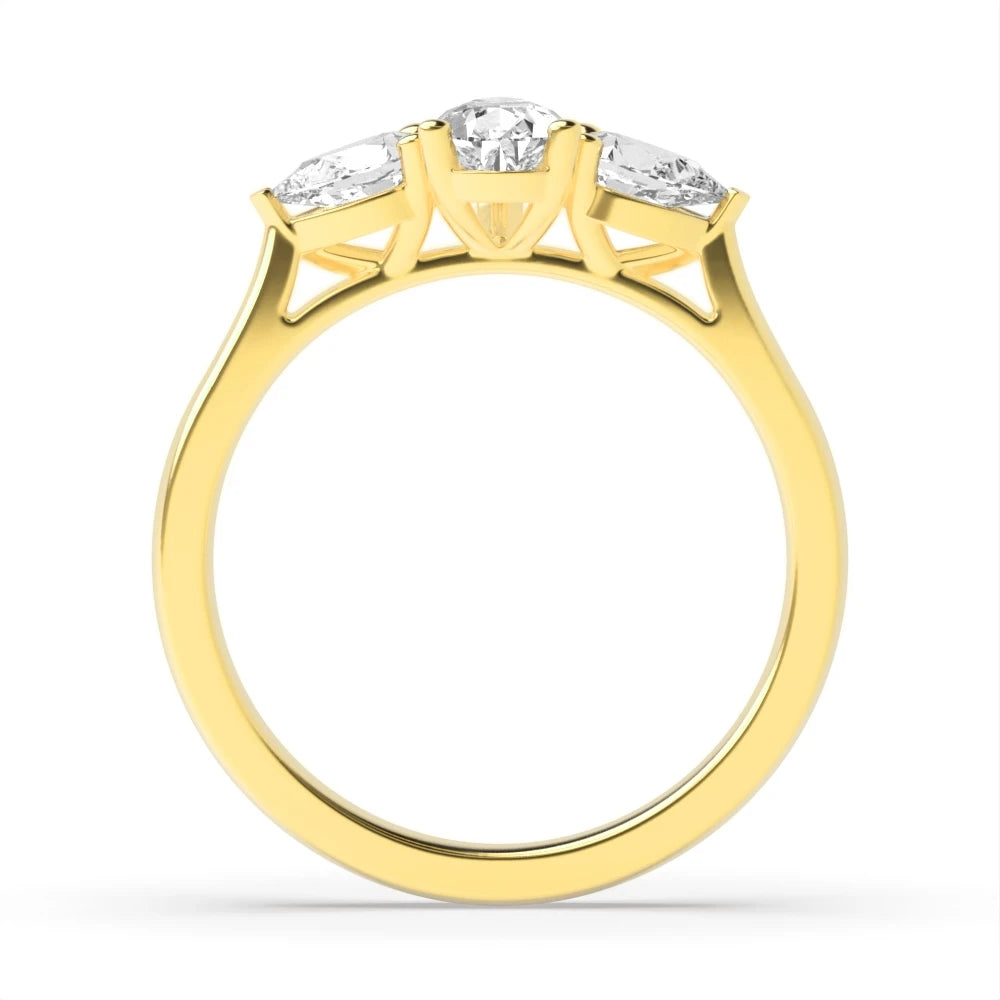 Asher Low Set Pear Lab Grown Diamond Trinity Three Stone Engagement Ring